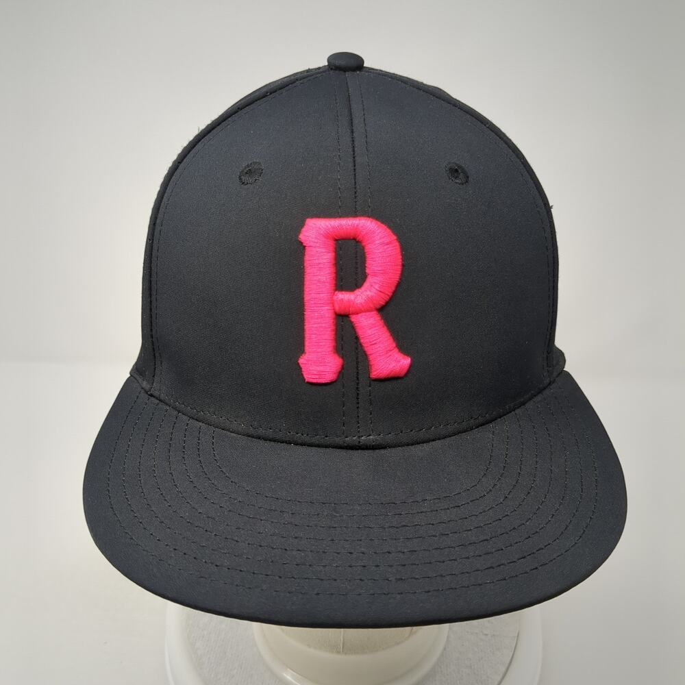 The Game Fitted Flat Bill Hat Black Embroidered Pink R Logo Size Small - Picture 2 of 9